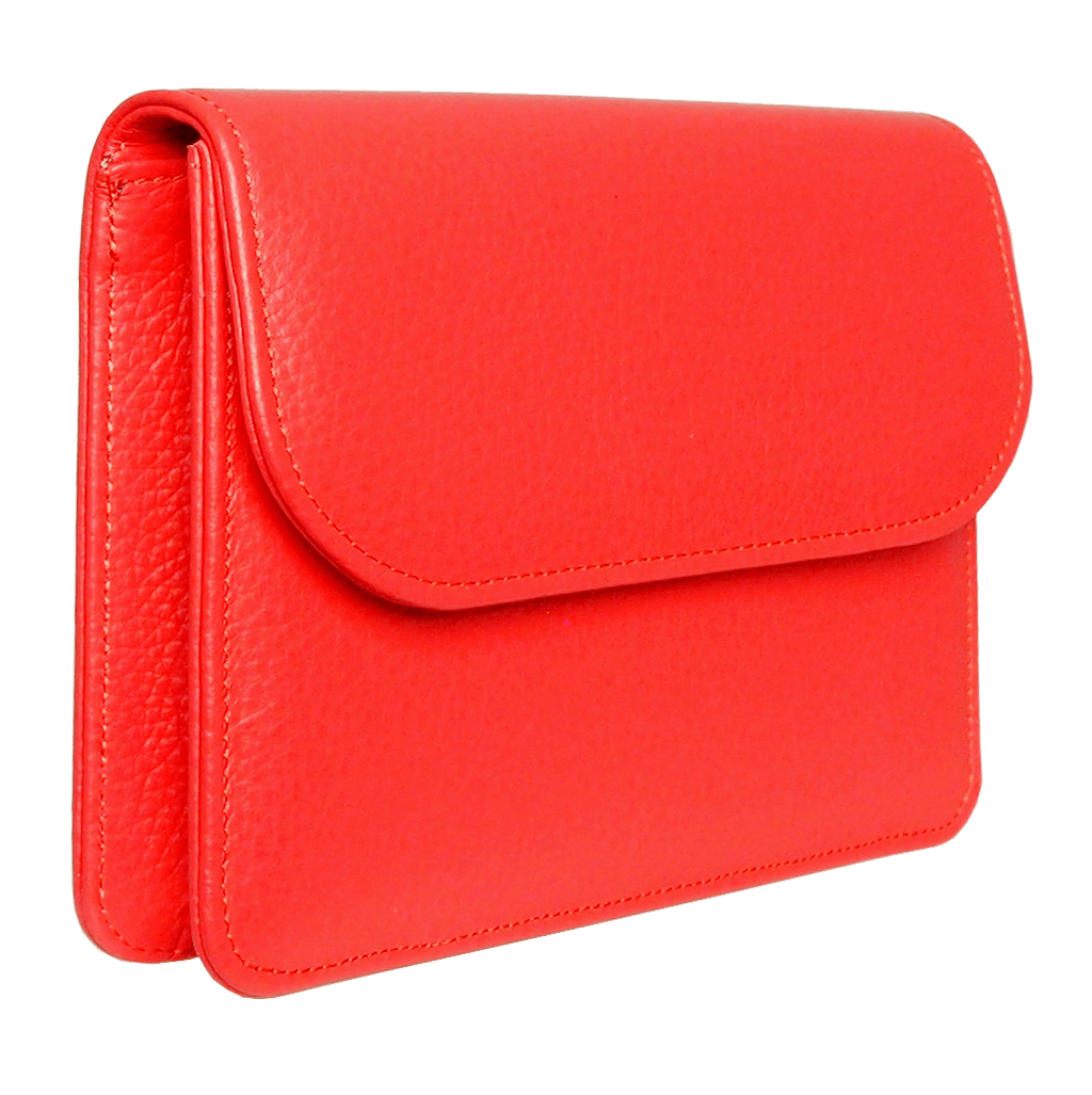 Pebbled Calf Leather Belt Pouch Coral
