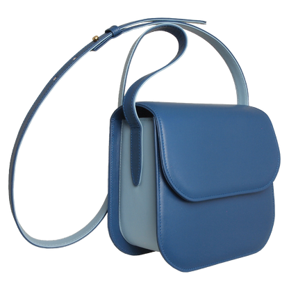 Ocean Blue Buffed Leather Crossbody Bag
