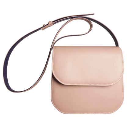 Pink Buffed Leather Crossbody Bag