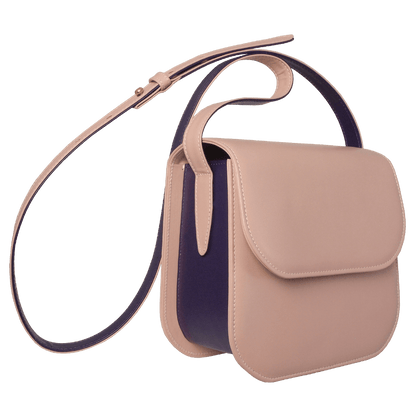 Pink Buffed Leather Crossbody Bag