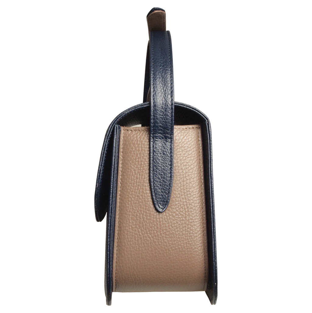 Blue-Taupe Textured Leather Crossbody Bag