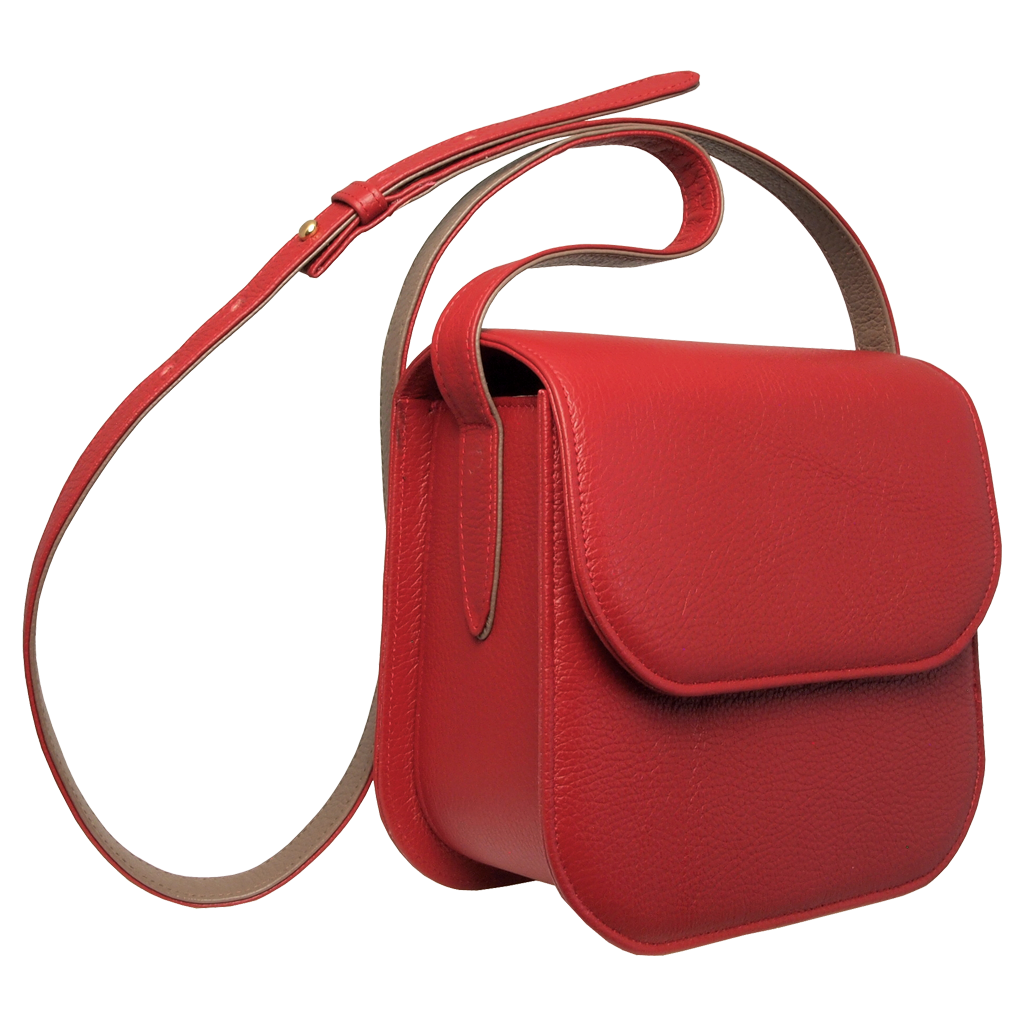 Red Textured Leather Crossbody Bag
