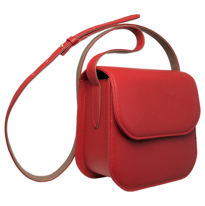 Red Textured Leather Crossbody Bag