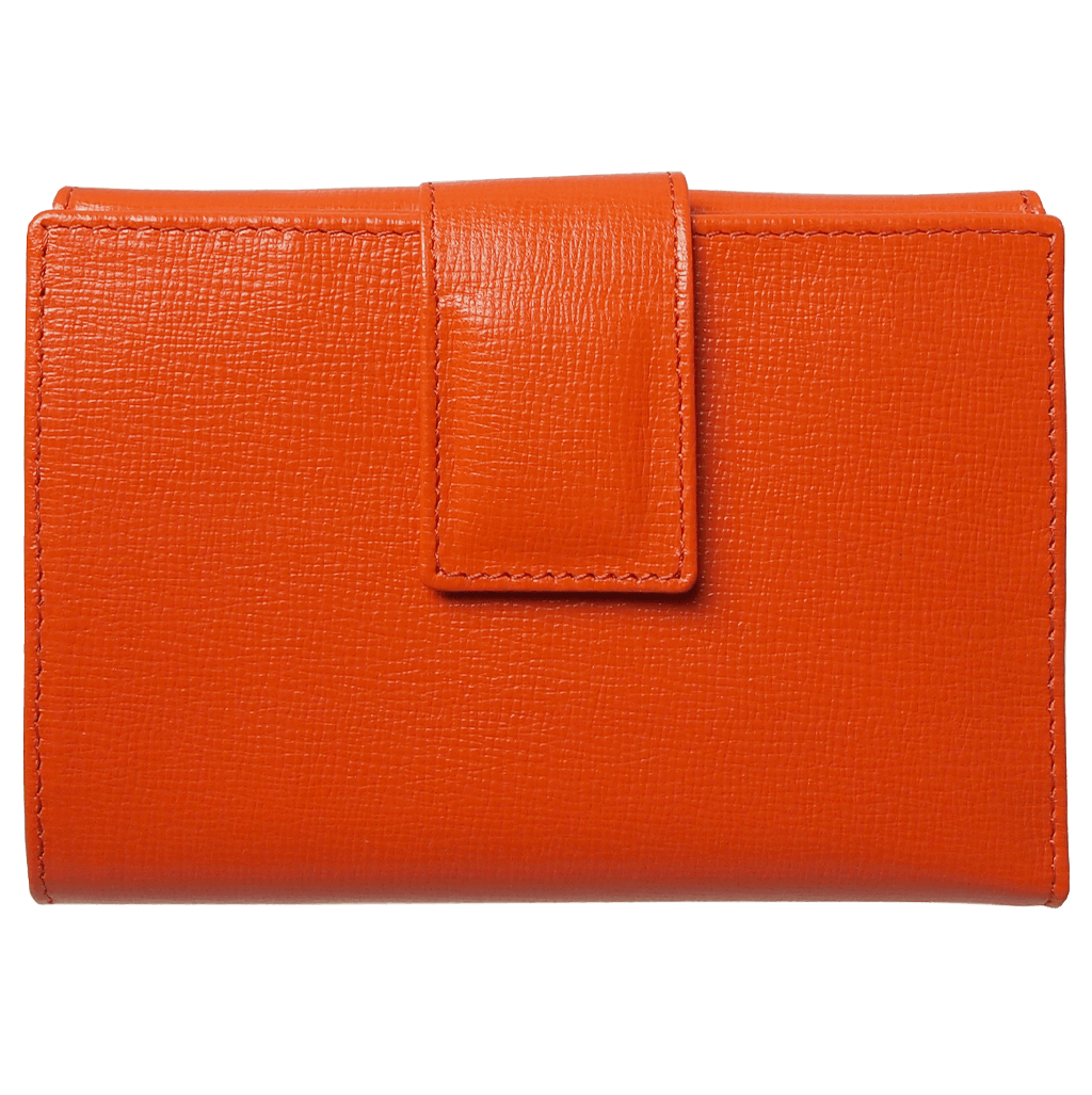 72 Smalldive Womens Wallets 6 Credit Card Saffiano Leather French Wallet Orange.