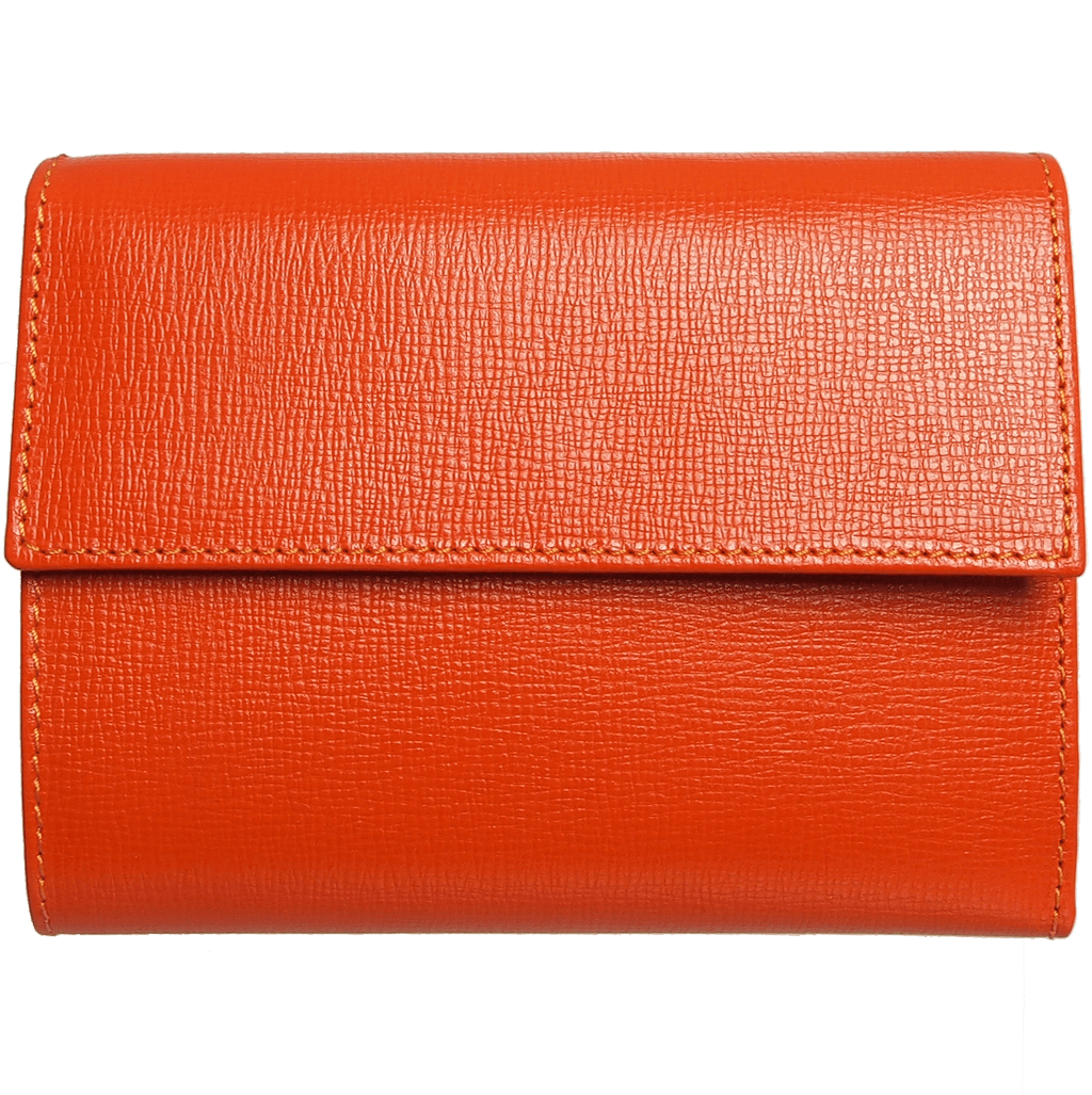 72 Smalldive Womens Wallets 5 Credit Card Saffiano Leather TriFold Wallet Orange.