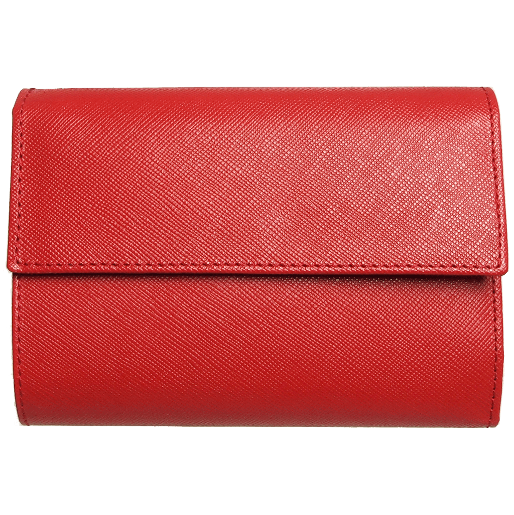 72 Smalldive Womens Wallets 5 Credit Card Saffiano Leather TriFold Wallet Red.