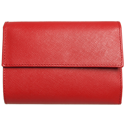 72 Smalldive Womens Wallets 5 Credit Card Saffiano Leather TriFold Wallet Red.