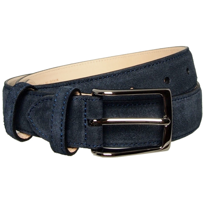 72SMALLDIVE 30mm Width Suede Leather Belt In Navy Sizes S to XXXL Front Image 01