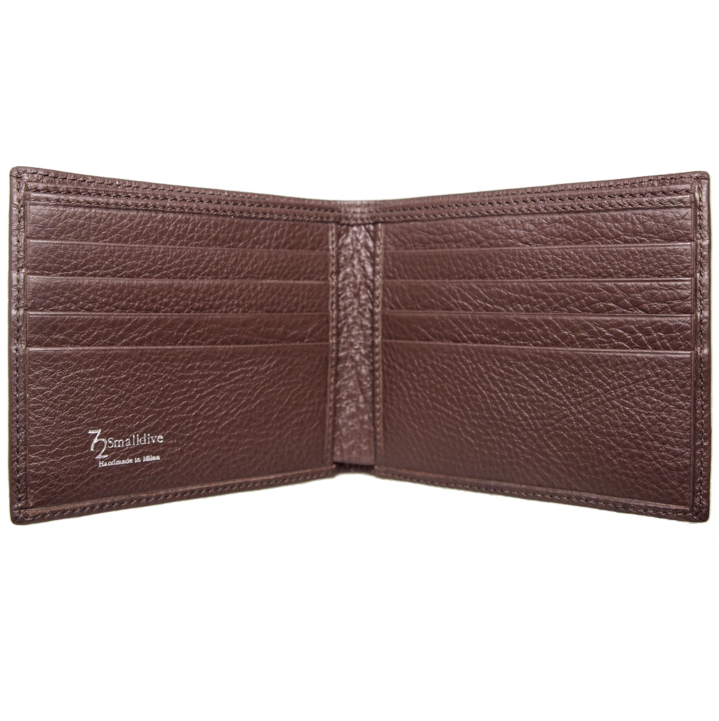 Opened View Of Brown Textured Leather Billfold 72 Smalldive