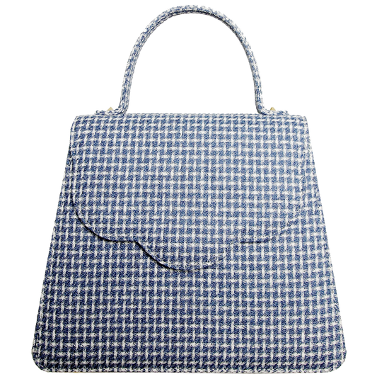 72 Smalldive Minis & Pouches Top Handle Eco Wool Fabric Handbag Blue.