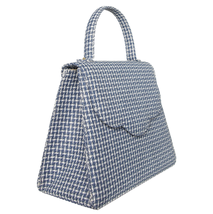 Top Handle Eco Wool Fabric Handbag Blue