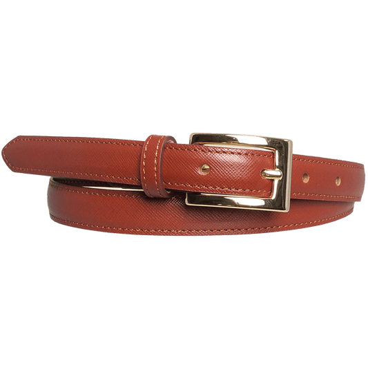 20 mm Saffiano Leather Belt Brown
