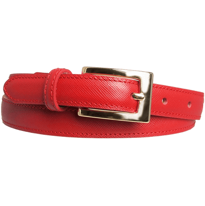 20 mm Saffiano Leather Belt Red