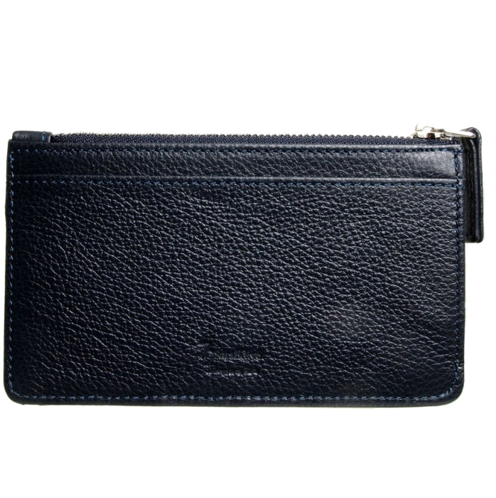 72 SMALLDIVE Navy Textured Leather Zip Card Wallet With 6 Card Sleeves Image 1