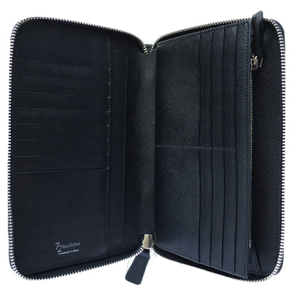 72 SMALLDIVE Black Saffiano Leather Travel Zip Wallet With 16 Card Sleeves Image 2