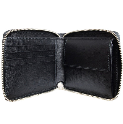 72 SMALLDIVE Black Saffiano Leather Zip Wallet With 4 Card Sleeves And Coin Pouch Image 2